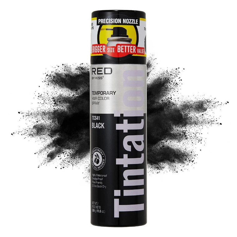 RED by Kiss Tintation Temporary Hair Color Spray Black Quick Dry Washable Hair Color 11.5Oz (326g)
