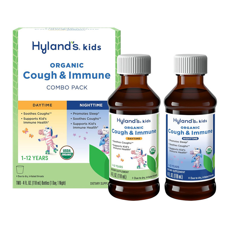 Hylands Kids Organic Cough and Immune Day and Night Pack 4Oz (118ml) 2Ea