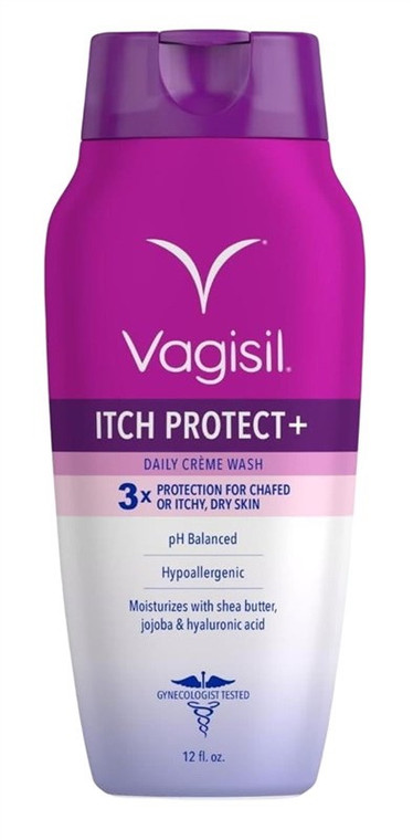 Vagisil Itch Protect Plus Daily Creme Wash Triple Protection for Chafed and Dry Skin 12Oz