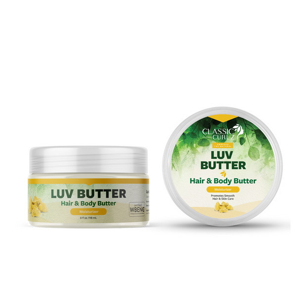 Classic Curlz Luv Butter Hair and Body Butter Moisturizer Promotes Smooth Hair and Glow Skin 8Oz (236ml)