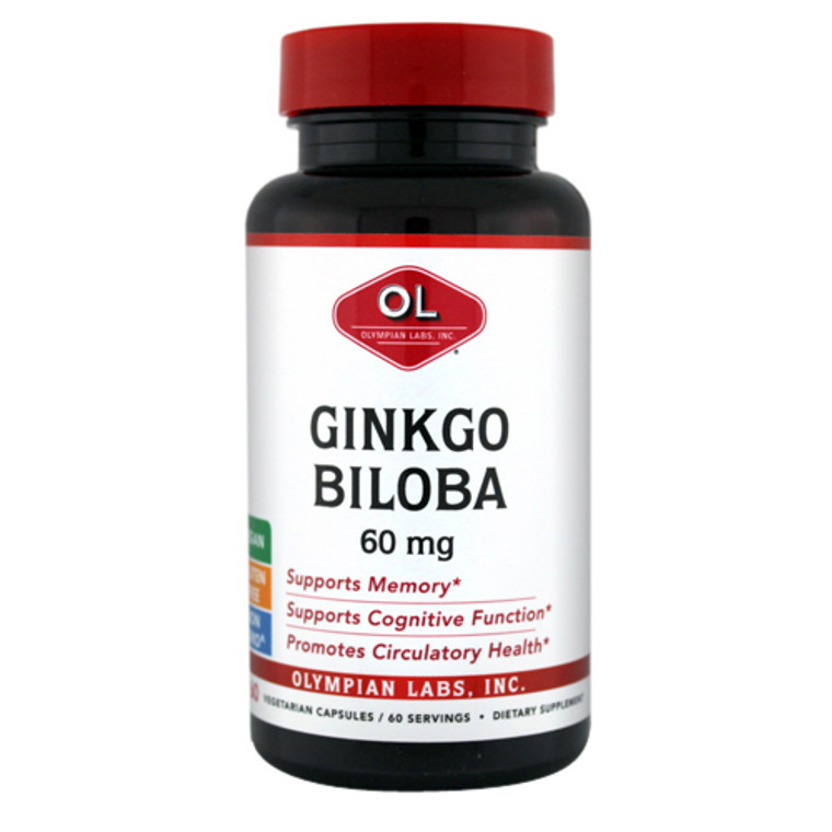 Olympian Labs Ginkgo Biloba Vegetarian Supplement Capsules 60 mg, 60 Ea