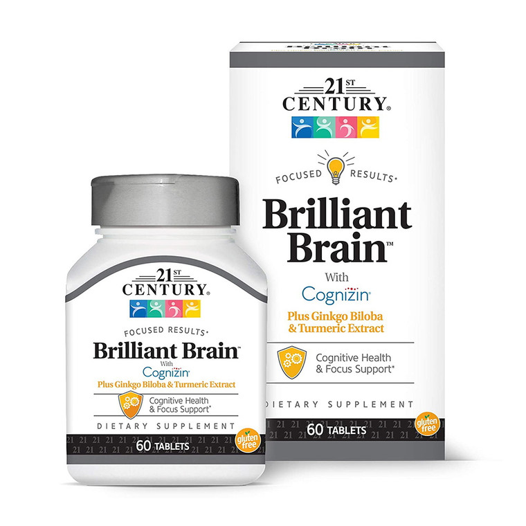 21 century Brilliant Brain With Cognizin Tablets, 60 Ea