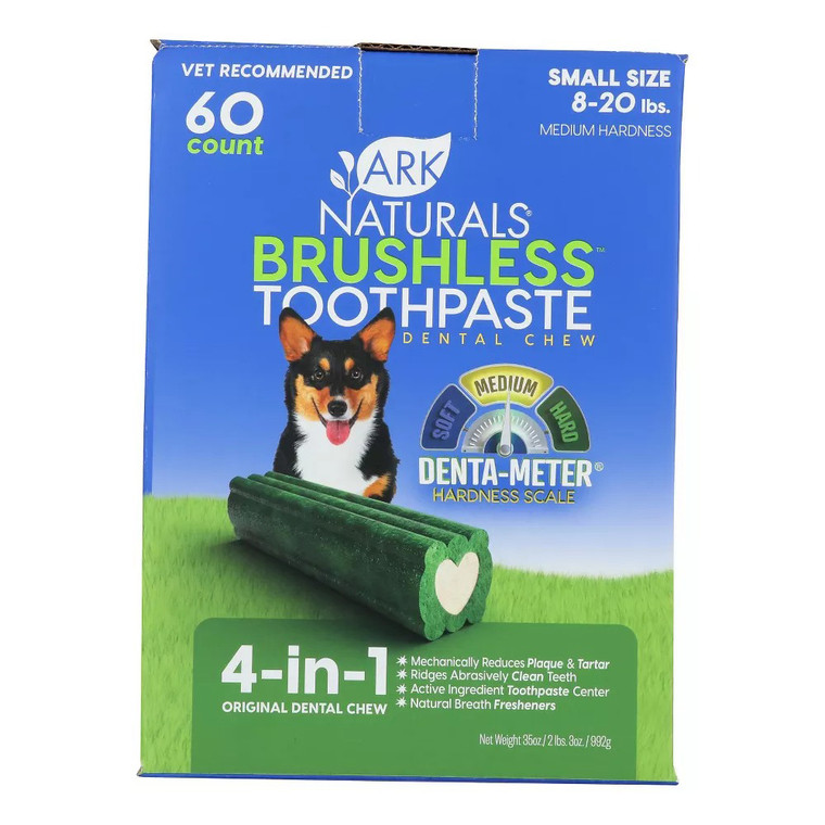 Ark Naturals Brushless Toothpaste Dental Chew Small Pet Oral Care Treat 60Ea