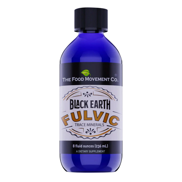 The Food Movement Co Black Earth Fulvic Trace Minerals Liquid Supplement for Electrolyte Balance 8Oz (236ml)