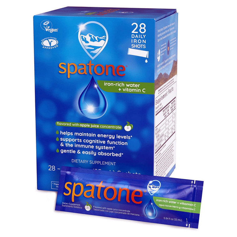 Spatone Liquid Iron Supplement with Vitamin C Sachets for Energy and Immune Health Support 0.84Oz (25ml) 28Ea
