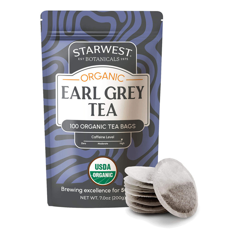 Starwest Botanicals Earl Grey Organic Tea Bags Rich Black Tea Infused with Fragrant Bergamot 100Ea