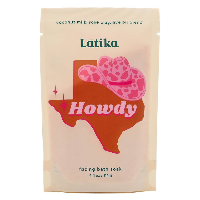 Latika Fizzing Bath Soak Howdy Coconut Milk and Rose Clay Oil Blend Paraben and Phthalate Free 4Oz (114g)