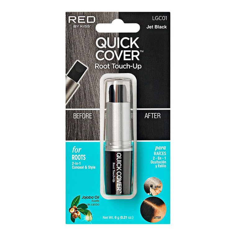 Kiss Red Jet Black Quick Cover Root Touch Up Stick 0.21Oz (6g), Pack of 3