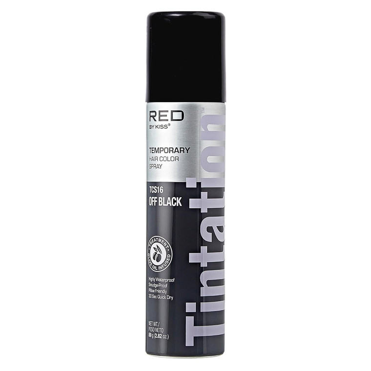 Kiss Red Tintation Temporary Hair Color Spray Smudge Proof Off Black 2.82Oz (80g)
