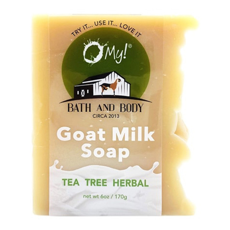 O My Bath and Body Goat Milk Essential Oil Tea Tree Herbal Bar Soap Sulfate and Paraben Free 6Oz (170g)