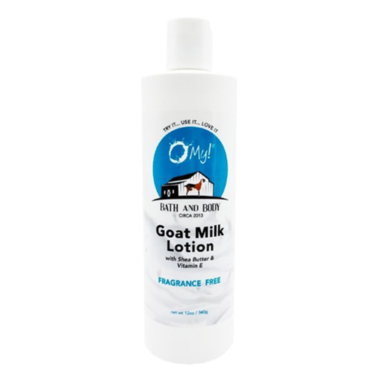 O My Bath and Body Goat Milk Lotion with Shea Butter and Vitamin E Help Exfoliate and Nourish Skin Fragrance Free 12Oz (340g)