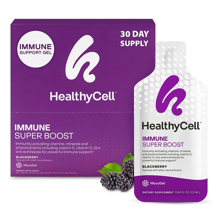 Healthycell Immune Super Boost Daily Liquid Supplement Blackberry Flavor Support Poweful Immune 30Ea