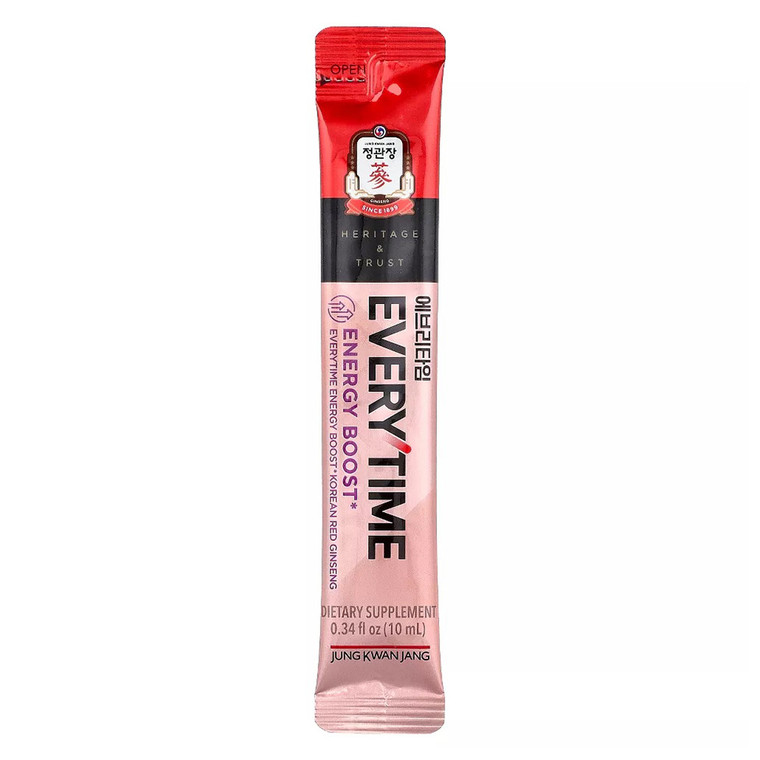 JungKwanJang Korean Red Ginseng Everytime Energy Boost Sticks Dietary Supplement 10Ea