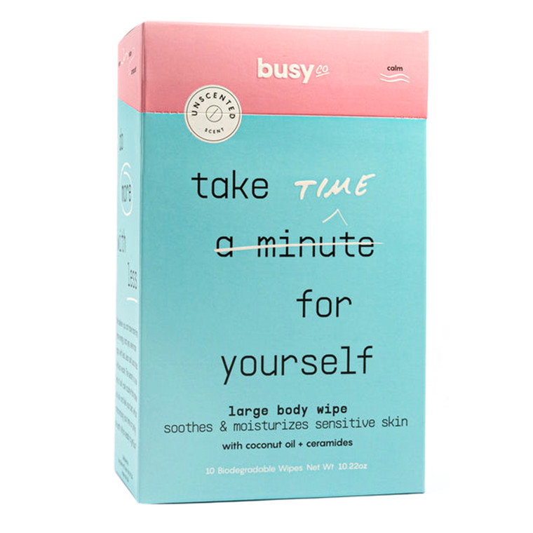 Busy Co Womens Calm Body Wipes with Ceramides and Coconut Oil 1.02Oz (29g) 10Ea