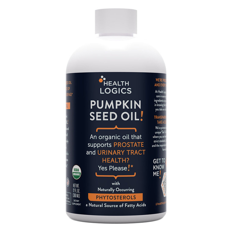 Health Logics Organic Pumpkin Seed Oil Supports Prostate and Urinary Tract Health 12Oz (360ml)