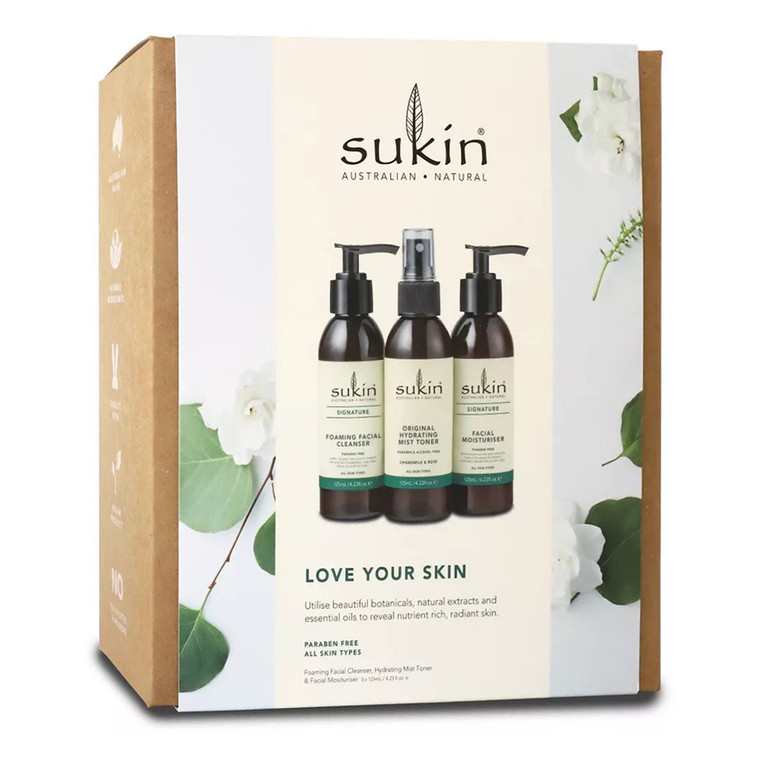 Sukin Love Your Skin Gift Pack for Cleansing Toning and Moisturizing Skin 4.23Oz (125ml) 3Ea