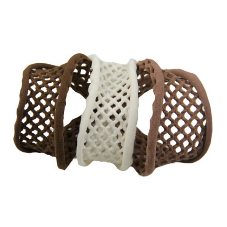 Di Prima Paris Mesh Hair Elastics Medium Tan Caf+ª Mocha for Ponytails and Styling 3Ea