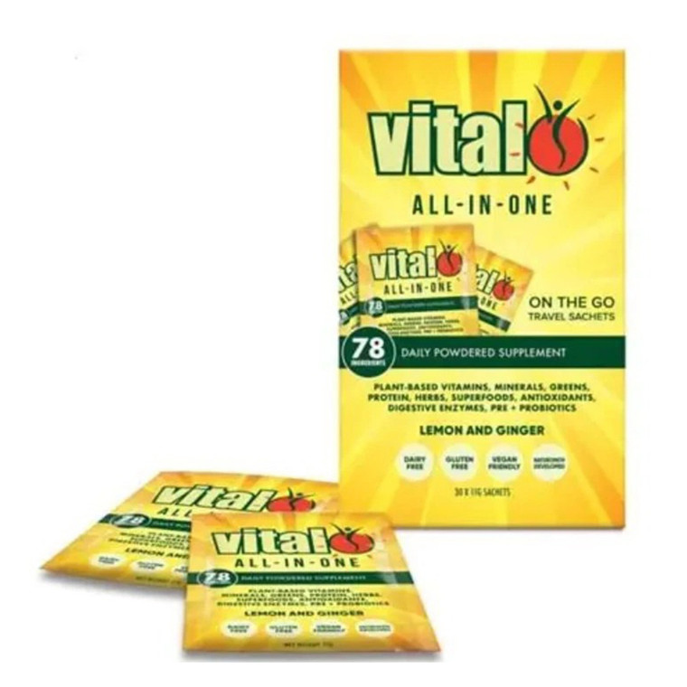 Vital All in One Lemon Ginger Drink Mix Daily Powdered Supplement 30Ea