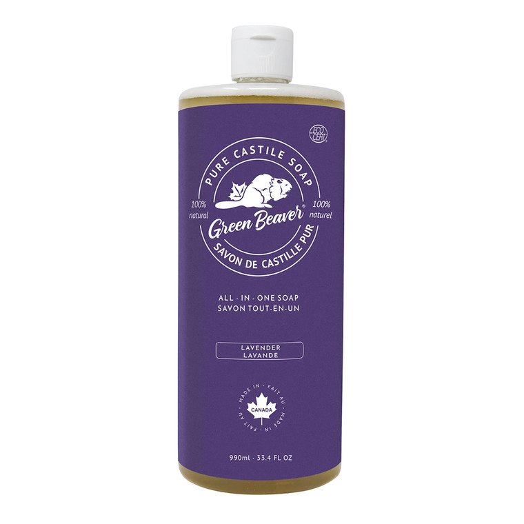 Green Beaver Lavender Natural All Purpose Pure Castile Soap 33.4Oz (990ml)