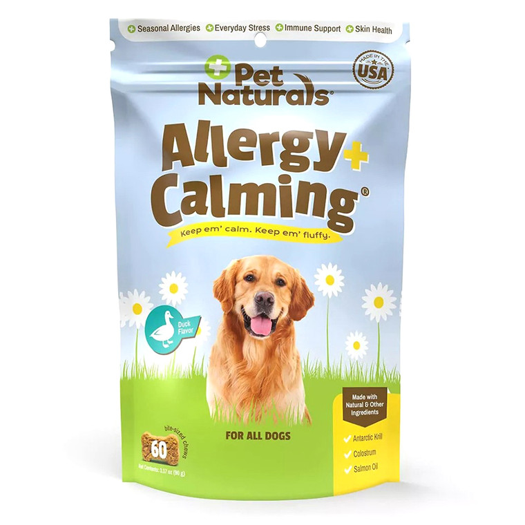 Pet Naturals Allergy Plus Calming Supplement Dog Chews Duck Flavor 3.17Oz (90g)