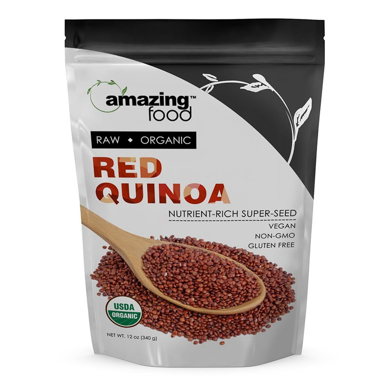 Amazing Food Raw Organic Red Quinoa Nutrient Rich Super Seed 12Oz (340g)