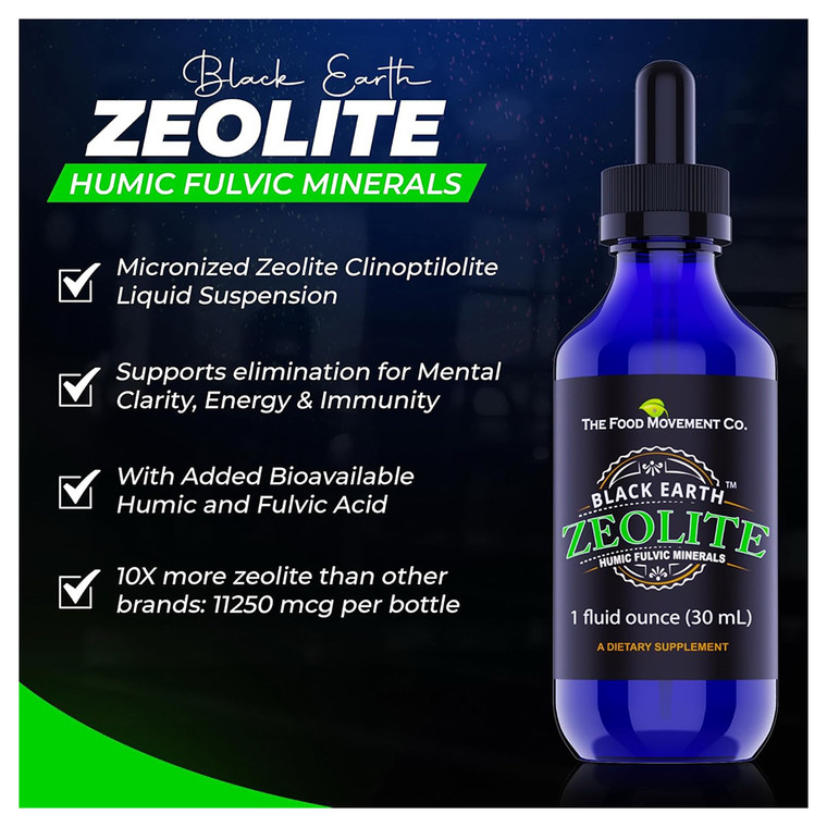 The Food Movement Co Black Earth Zeolite Dietary Supplement 1Oz (30ml)