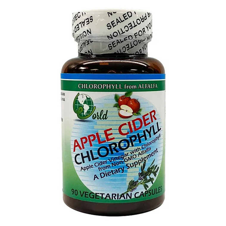 World Organics Apple Cider Chlorophyll Capsules for Digestive Support 90Ea