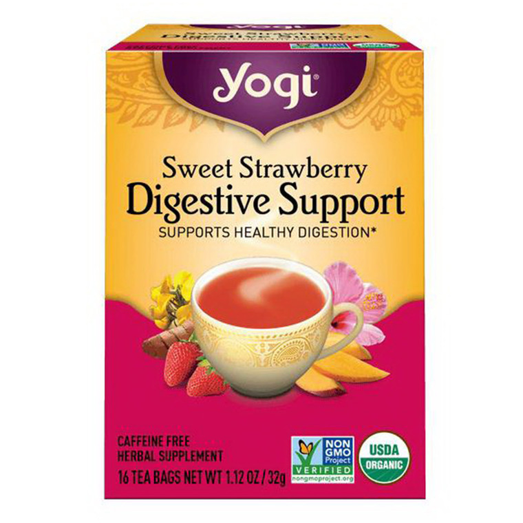 Yogi Tea Sweet Strawberry Digestive Tea bags Support Provides Soothing and Healthy Digestion 16Ea