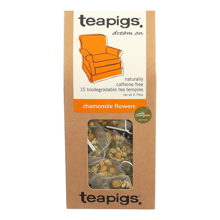 Teapigs Chamomile Flowers Tea Naturally Caffeine Free for Relaxing and calming Tea Bags 15Ea