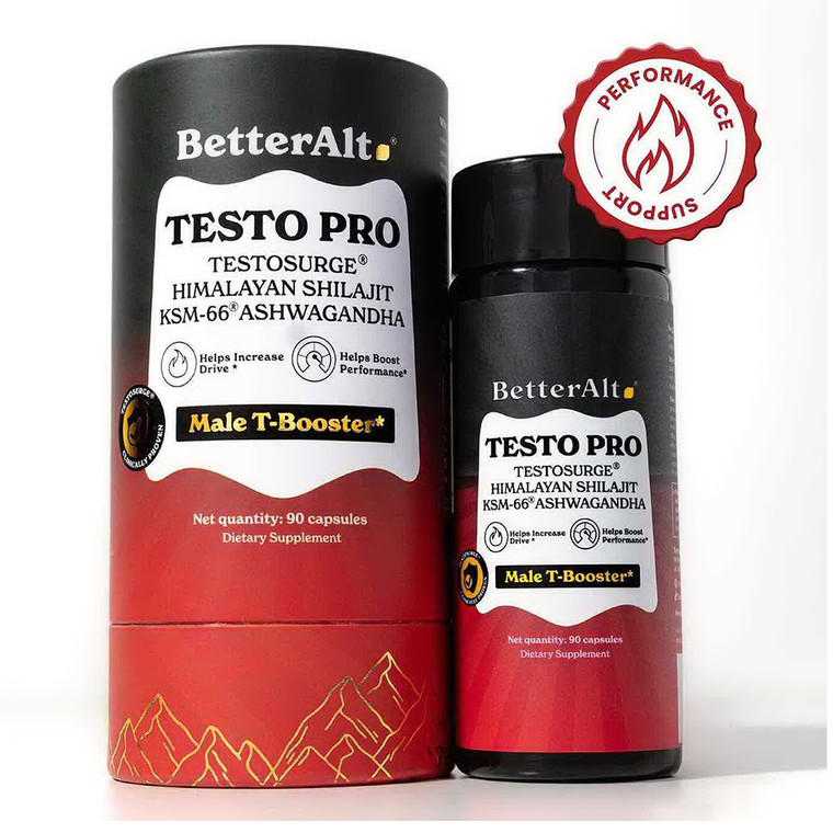 BetterAlt Testo Pro Himalayan Shilajit Ashwagandha Male T Booster Natural Support Everyday Health Capsules 90Ea