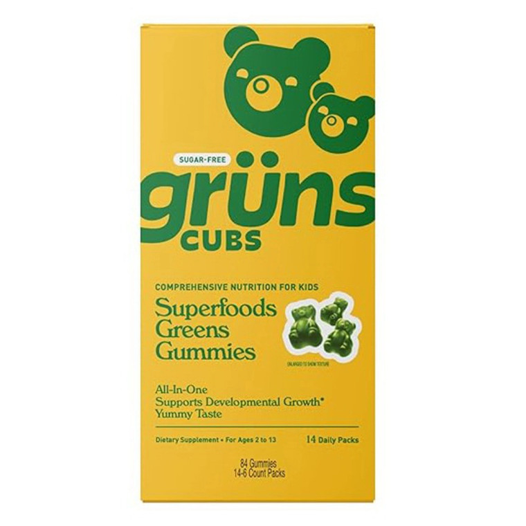 Gruns Super Greens Kids Sugar Free Gummies Daily Packs 14Ea
