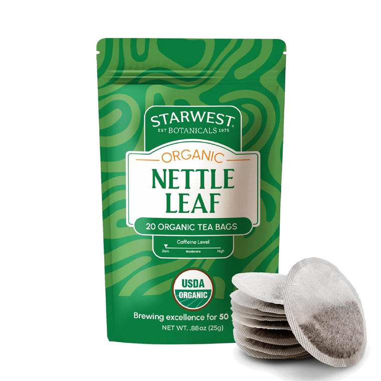 Starwest Botanicals Nettle Leaf Organic Tea Caffeine Free Herbal Tea Bags 20Ea