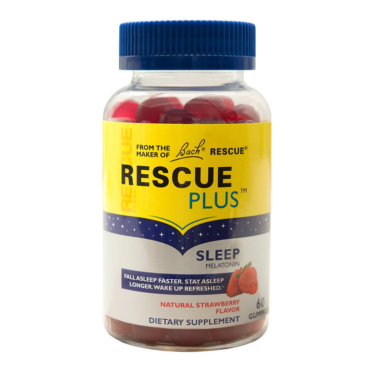 Bach Flower Remedies Rescue Plus Sleep Melatonin Gummy Strawberry 2.5 mg, 60 Ea