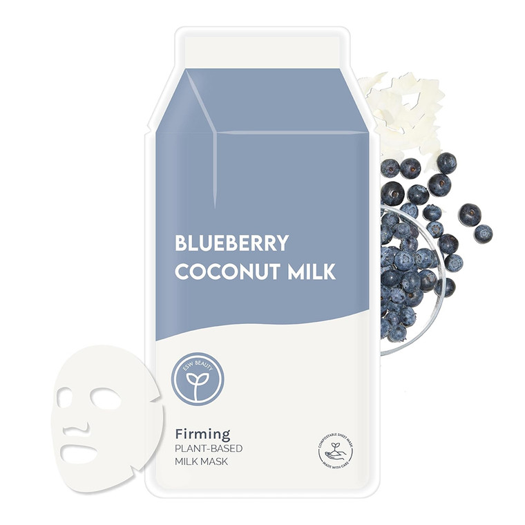 Esw Beauty Plant Based Blueberry Coconut Milk Firming Face Mask Reduces Fine Lines 15Ea