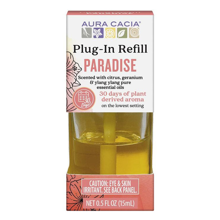 Aura Cacia Paradise Plug In Refill Scented with Citrus Jasmine and Rose Essential Oils 0.5Oz (15ml)