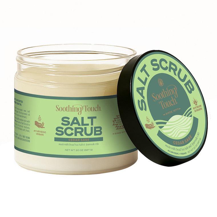 Soothing Touch Herbal Salt Scrub Cedar Sage with Dead Sea Salt and Ayurvedic Oils 20Oz (567g)