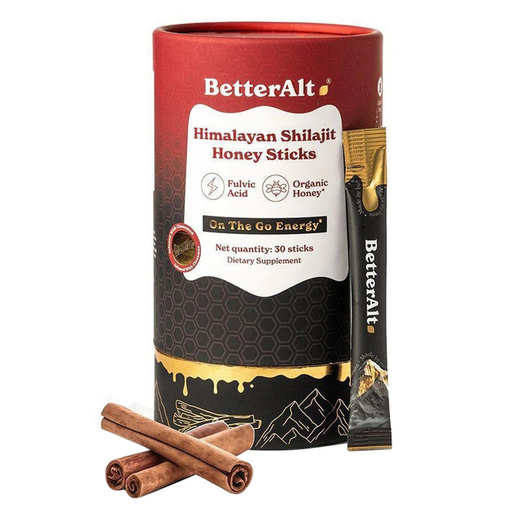 Better Alt Himalayan Shilajit Honey Sticks Infused with Cinnamon Support Energy Boost and Immune 30Ea
