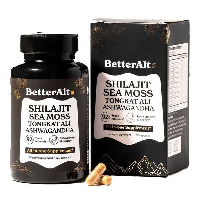 Better Alt Shilajit Sea Moss Capsules Supports Overall Vitality and Hormonal Balance 120Ea