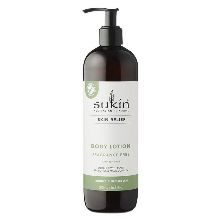 Sukin Skin Relief Body Lotion Fragrance Free for Healthier and Soft Looking Skin 16.9Oz (500ml)