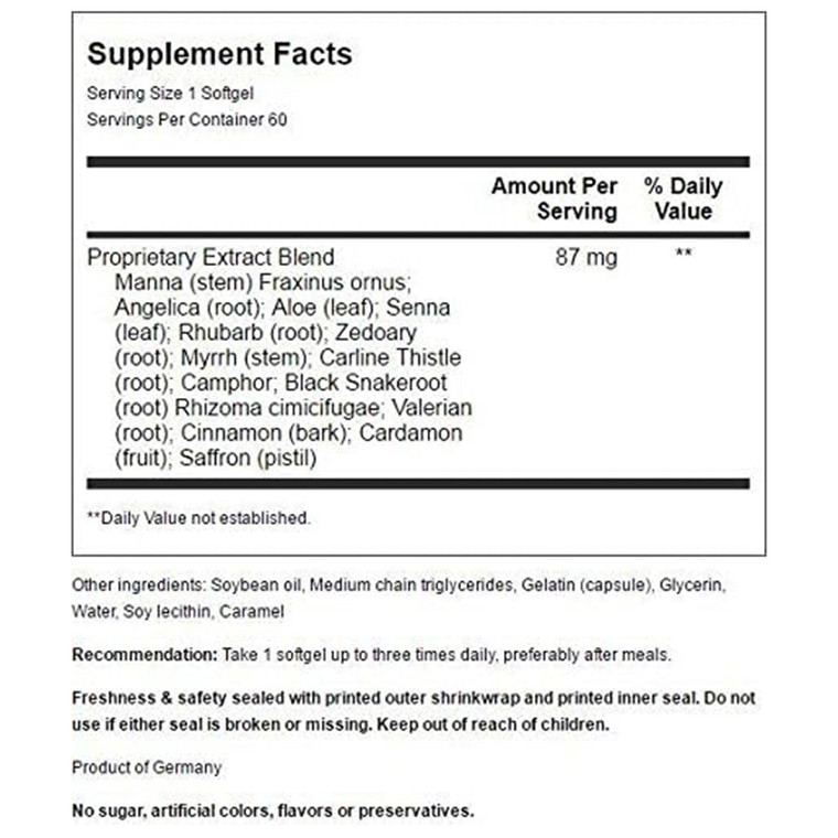 Pronatura Swedish Bitters Softgel Capsules Digestion Support 60Ea