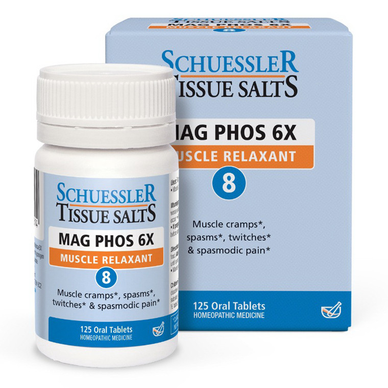 Schuessler Tissue Salts Mag Phos 6X Muscle Relaxant Oral Tablets for Muscle Cramps 125Ea