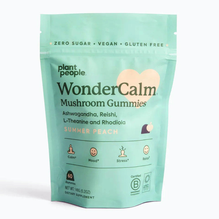 Plant People Wonder Calm Mushroom Herbal Gummies Helps Ease Stress Anxiety and Boost Mood 60Ea
