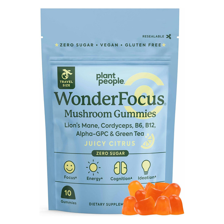 Plant People Wonder Focus Super Mushroom Gummies for Focus Energy and Mood 10Ea