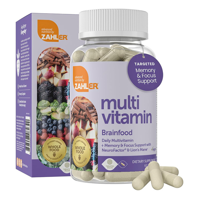 Zahler Multivitamin BrainFood Memory Support Daily Multivitamin Capsules 60Ea