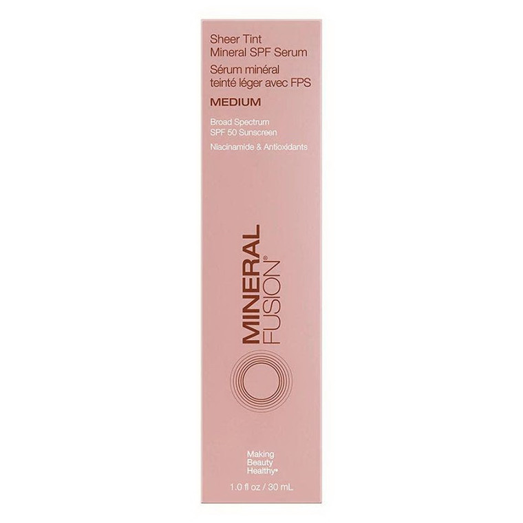 Mineral Fusion Medium Sheer Tint Mineral SPF 50 Serum Leaves Skin Glowing and Protected 1Oz (30ml)