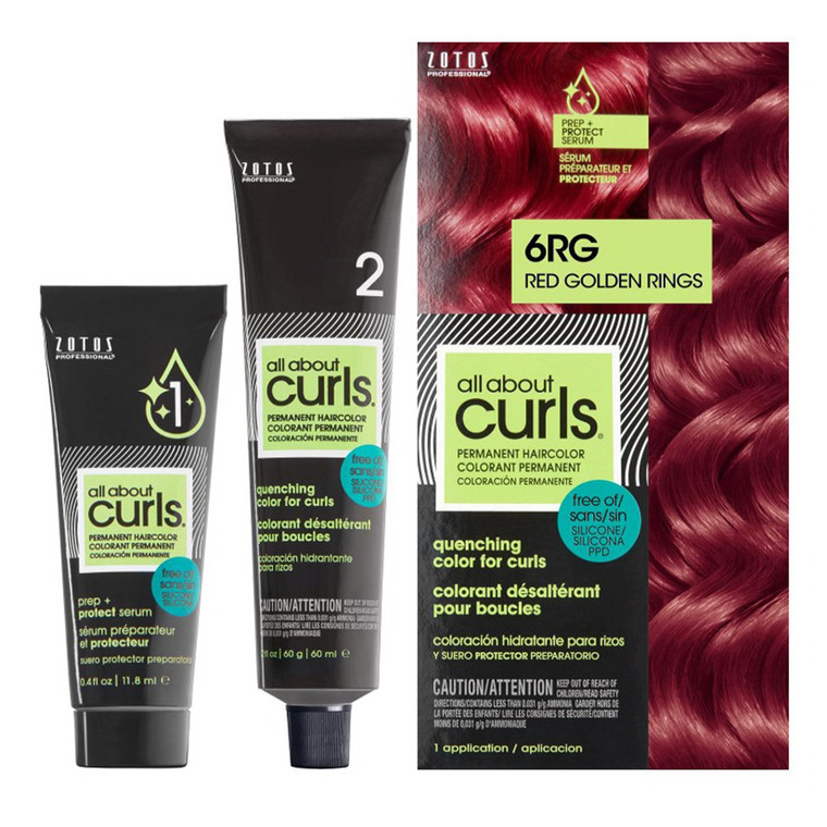 All About Curls 6RG Red Golden Rings Permanent Hair Color Application 1Ea