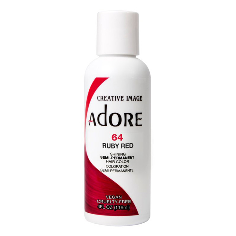 Adore 64 Ruby Red Shining Semi Permanent Hair Color Ammonia Free 4Oz (118ml)
