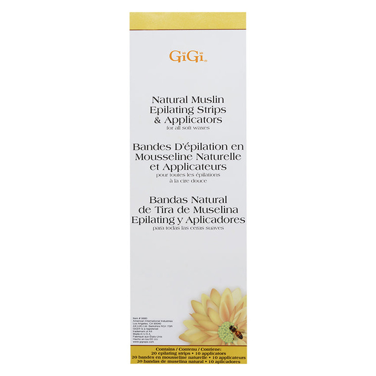 GiGi Natural Muslin Epilating Strips for Soft Waxes Smooth Skin Combo Kit 1Ea
