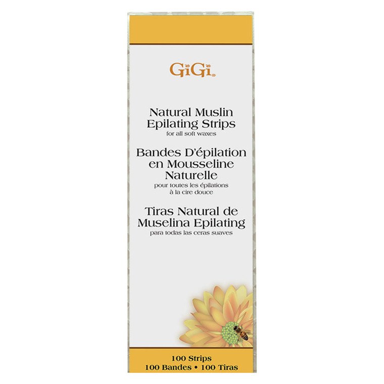 Gigi Natural Muslin Epilating Hair Removal Strips Small for All Soft Waxes 100Ea