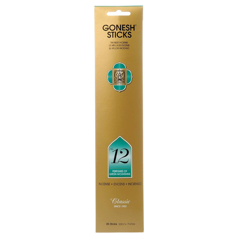 Gonesh Sticks Best Inscense No 12 Perfumes of Greem Mountains 20Ea